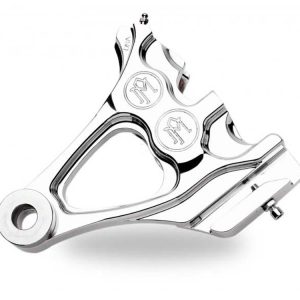 Performance Machine Right Hand Rear Integrated 4 Piston Caliper & Mounting Bracket – Chrome. Fits Softail 1987-1999 with 1in. Rear Axle.