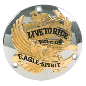 Clutch/Derby Cover with Gold Eagle, Eagle Spirit Style. Fits Big Twin 1970/1998. Replaces 25391-90T.